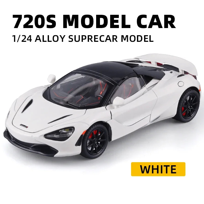 1/24 Scale McLaren 720s Super Sportcar Alloy Diecast Simulation Model Car With Sound And Light Pull Back Toys For Children Gifts