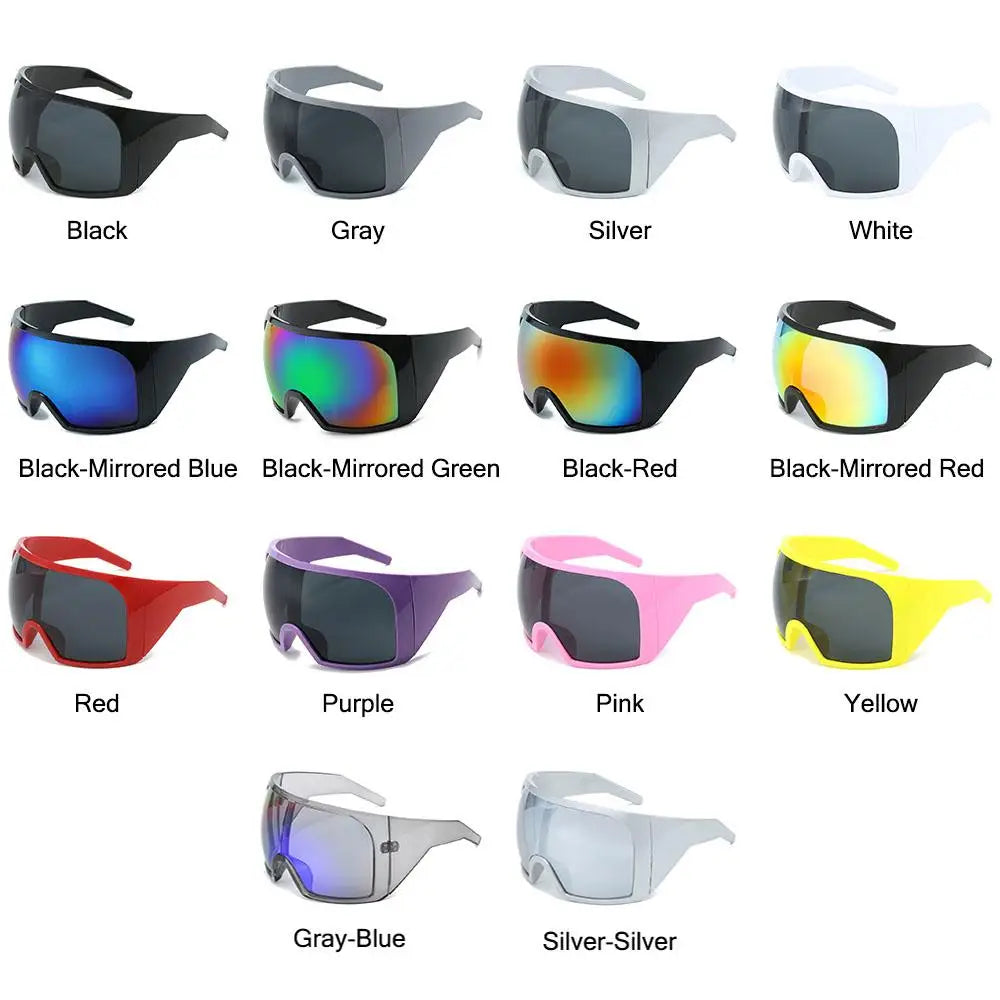 Oversized Punk One-piece Sunglasses Goggle New Women Men Luxury Sun Glasses Female Surround Shades 2000'S Eyewear