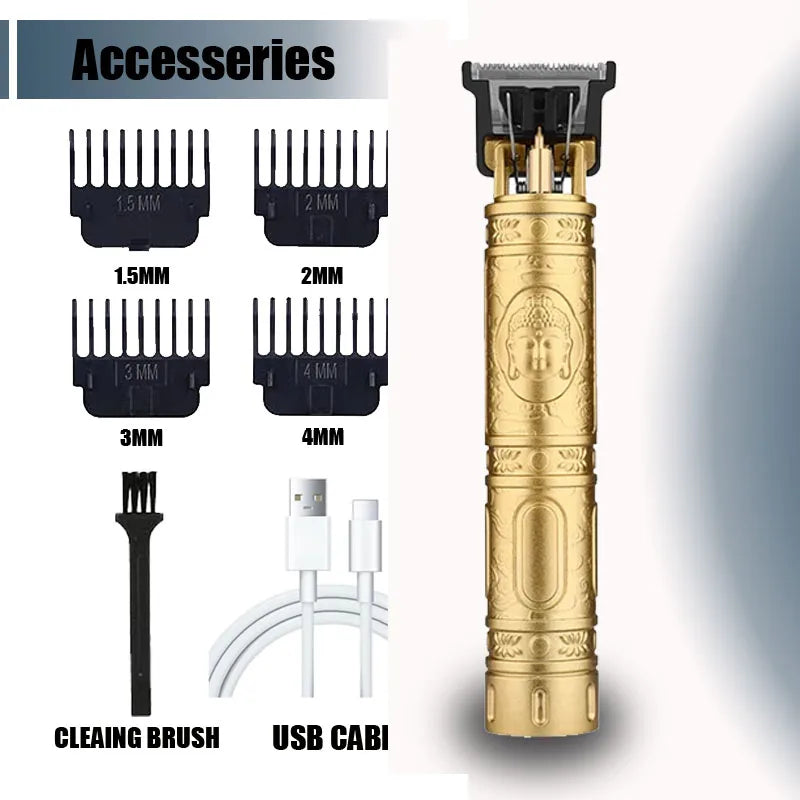 T9 Electric Hair Clipper for Men Professional Barber Shaver Beard Trimmer Body Hair Cutting Machine for Men Dragon Buddha Design