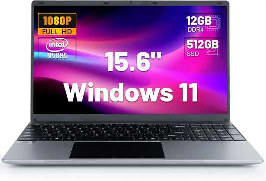 LT1504 15.6" Laptop Intel N5095 12GB RAM 512GB SSD IPS Display Windows 11 Long Battery Life Notebook