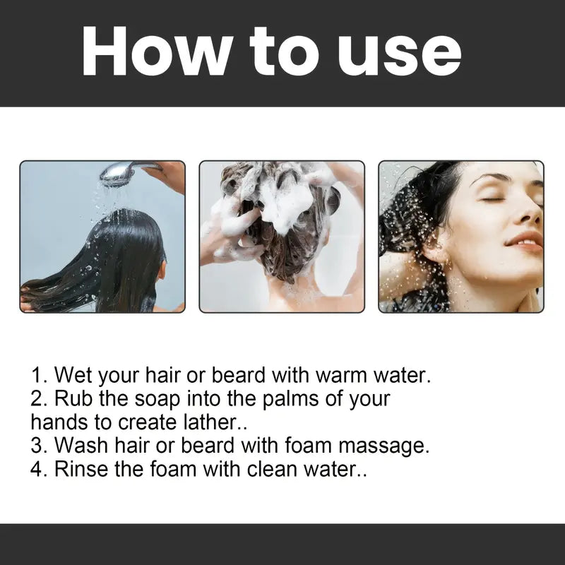 Gray Hair Reverse Bar Shampoo for Healthy Hair Appearance with Natural Extracts of Ginseng Root, Sesame Seed and Charcoal