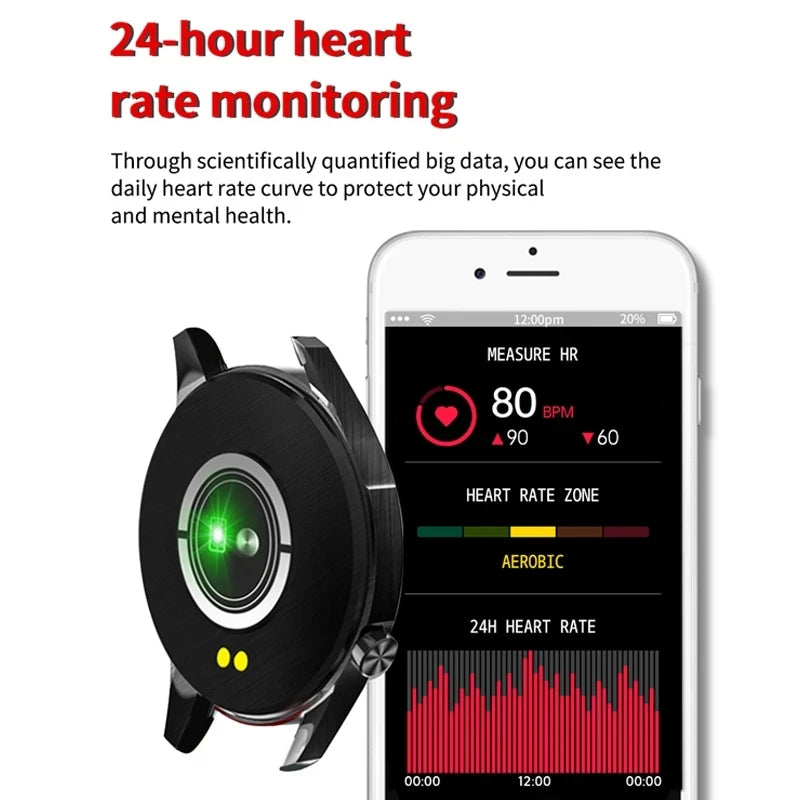 LIGE New Steel Band Men Smart Watch Full Touch Screen Body Temperature Activity Sport Clocks Fitness Men Waterproof SmartWatches