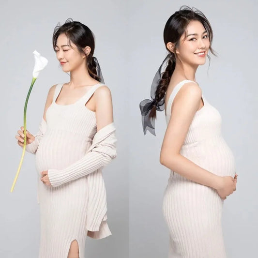 Maternity Dress for Women Pregnant Dresses Photography Casual Long Sleeve Solid Color Sexy Tight Jersey Dress Clothes Vestidos
