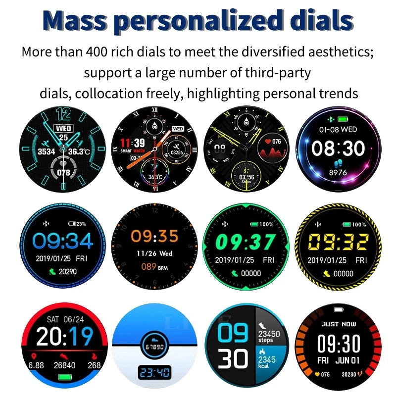 LIGE New Steel Band Men Smart Watch Full Touch Screen Body Temperature Activity Sport Clocks Fitness Men Waterproof SmartWatches