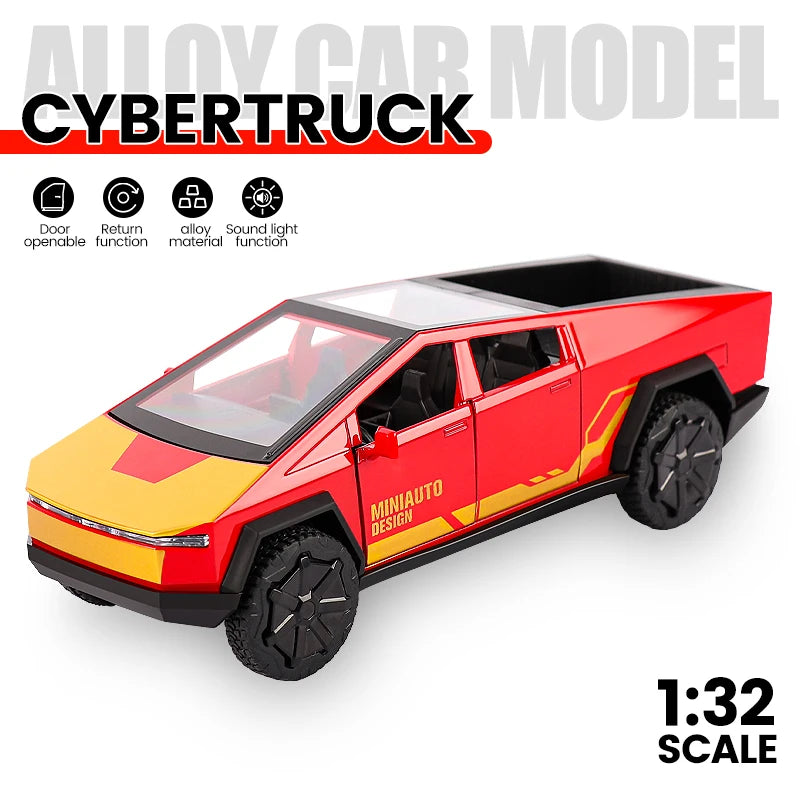 1:32 Alloy Car Model Cybertruck Pickup  Diecasts Metal Toy Off-road Vehicles Car Model Simulation Collection Kids Gifts
