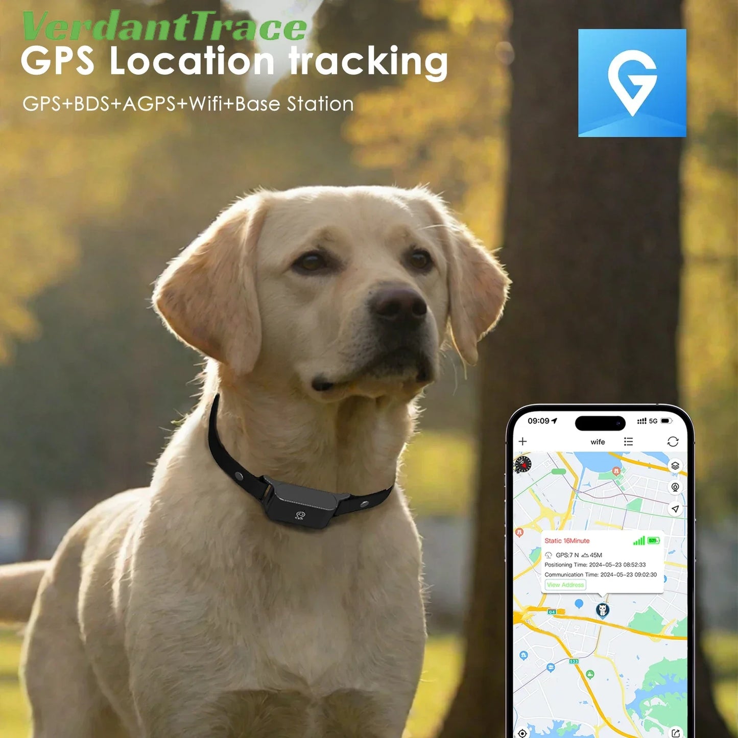 4G GPS Pet Tracker for Dogs Cats Waterproof GPS WIFI Location & Smart Activity Tracker Fashionable neck collar for iOS Android