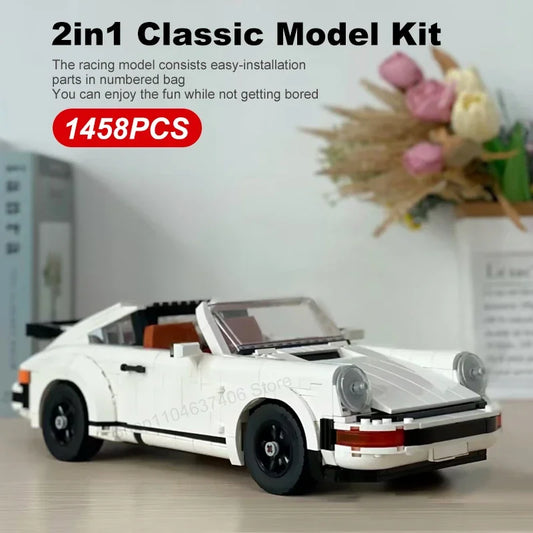 Technical Retro Car Model Building Blocks Set 2in1 Race Classic Model 1458PCS Kit for Adults and Teens DIY Toys Christmas Gifts