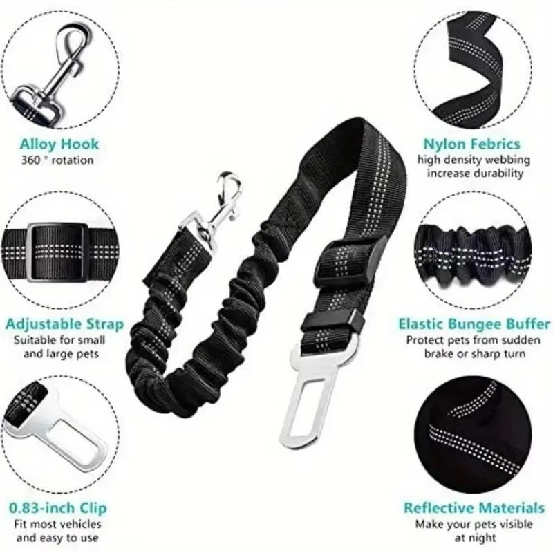 Top-grade Pet Car Safety Belt Dogs Cats Safety Belt Reflective Line Adjustable Seat Belt Length Suitable Any Dog Traction Collar