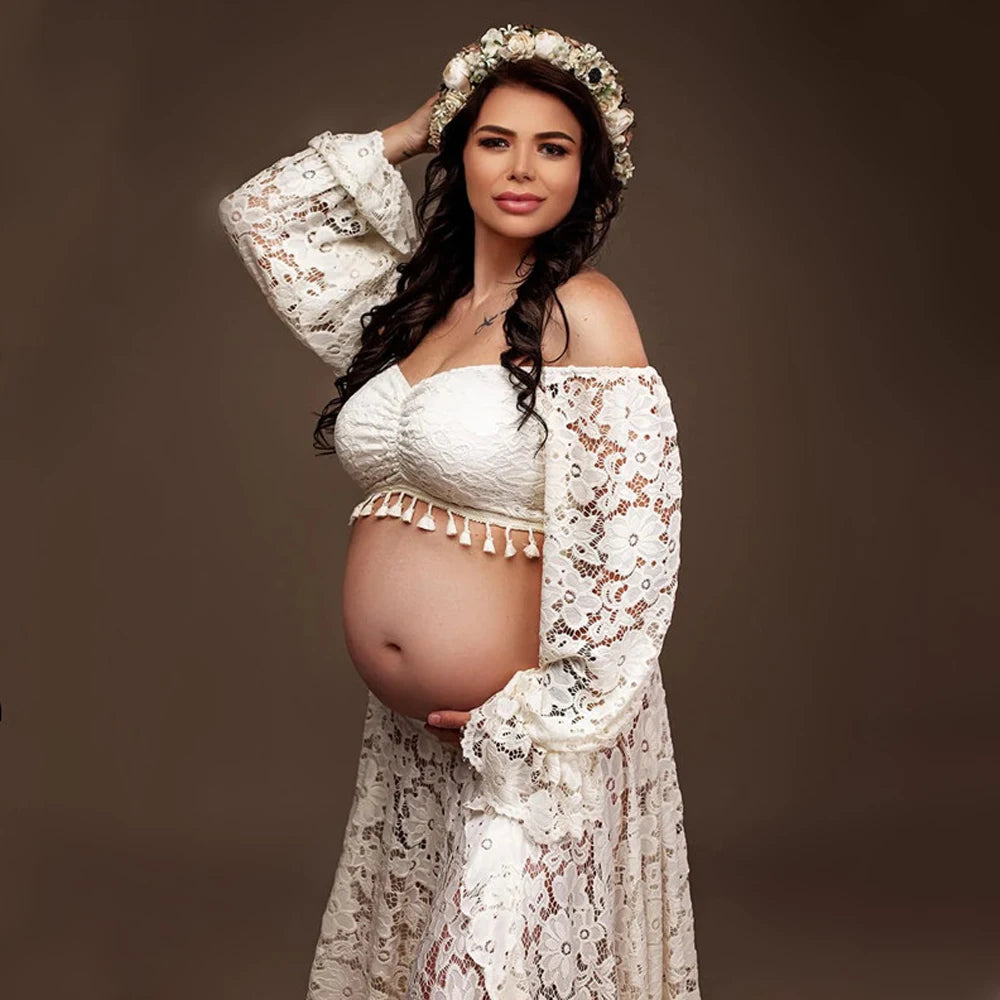 Maternity Dress Photoshoot Flower Pregnant Clothes Baby Shower Dresses For Photography Studio Babyshower Shooting Clothing