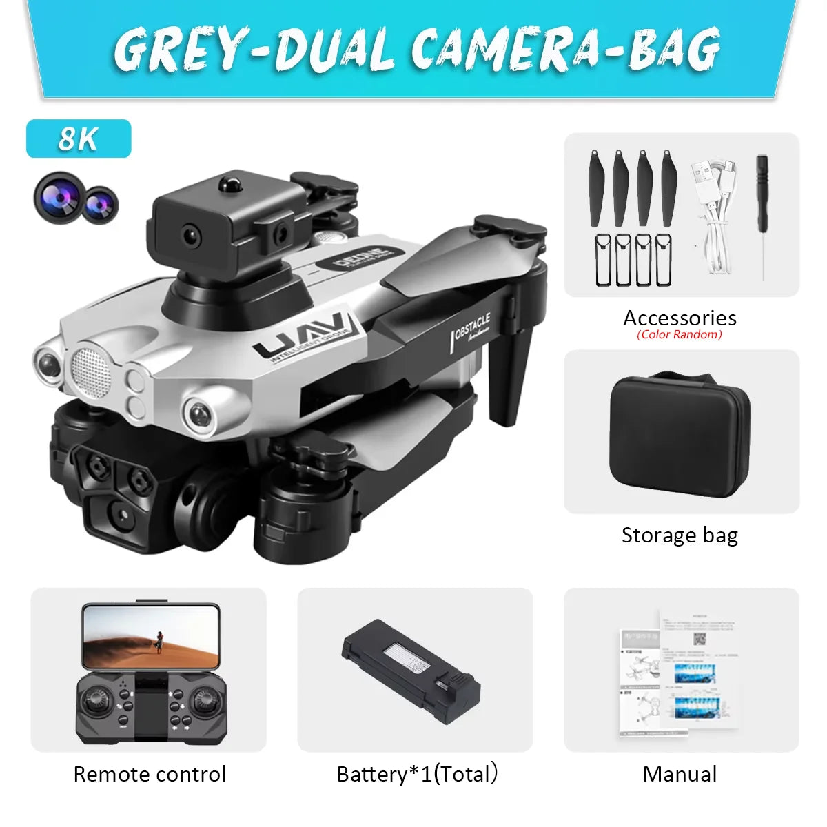 KBDFA 2025 LU200 Drone 8K 5G GPS Professional HD Aerial Photography Triple-Camera WIFI Obstacle Avoidance Drone 10000M
