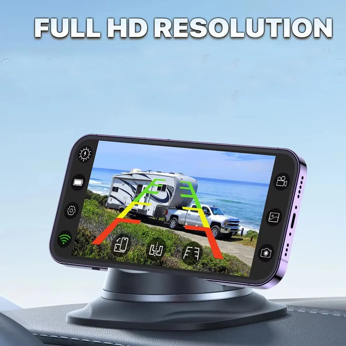 WiFi Wireless Solar Energy 1080P Rear/Front License Camera   Built-in Battery for IPhone Android Phone for Truck Car Van RV