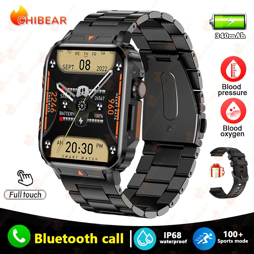 Military Outdoor GPS Sports Smart Watch Men 1.95 inch Heart Rate Blood Oxygen Bluetooth Call SmartWatches Men's For Android IOS