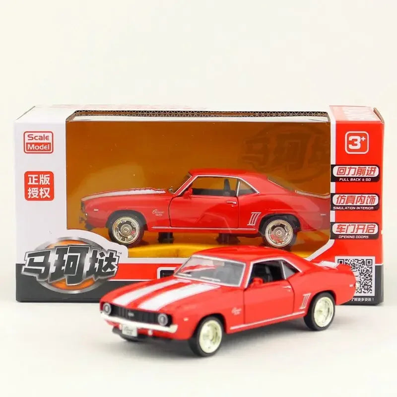 1:36 Chevrolet USA 1969 Camaro SS Vintage Matte Black Diecast Metal Car Model Toy For Collection Gift Kids A318