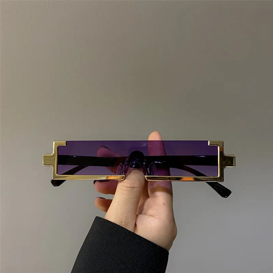 Vintage Fashion Sunglasses Rimless Frameless Rectangle Shades Gradient UV400 Summer Traveling Sun Glasses Personality Glasses