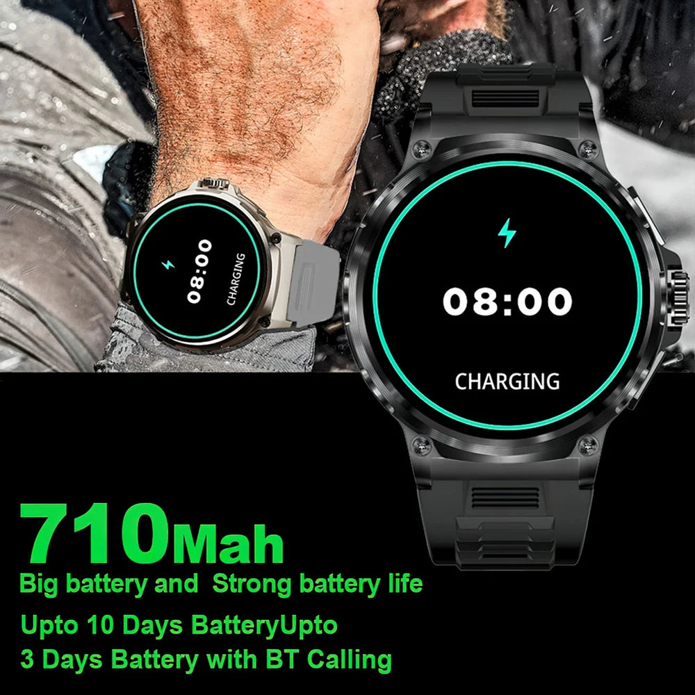 2025 NEW Smart Watch Men 1.85 inch Ultra HD 710 mAh Extra Long Life Military Smartwatches 400+Dial Fitness BT Calling Smartwatch