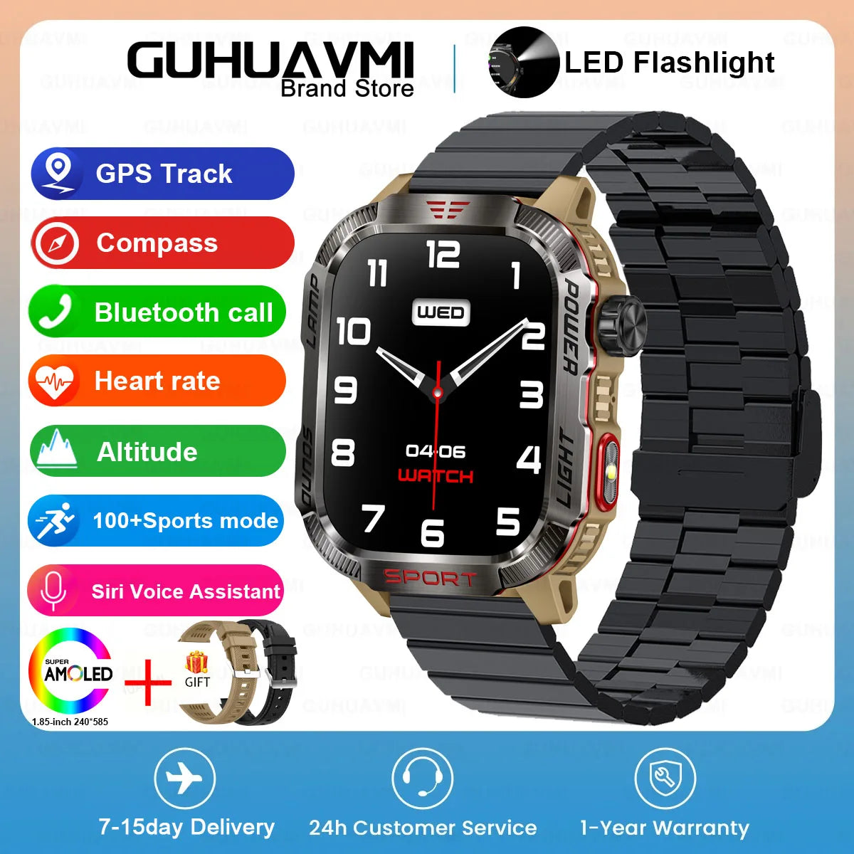 2024 New GPS Outdoor Professional Sports Smart Watch Men Women Heart Rate BT Call 3ATM Waterproof Swimming Fitness Smartwatches