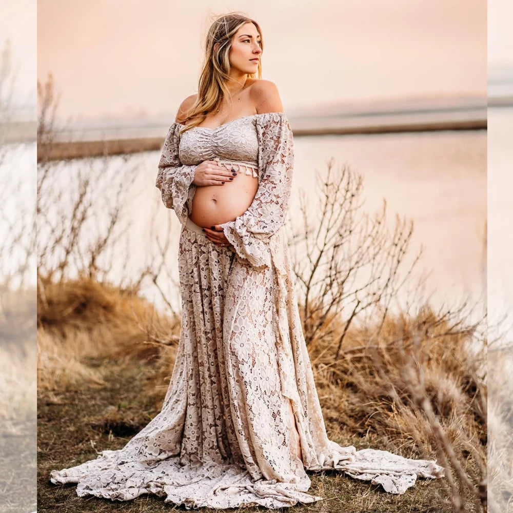 Maternity Dress Photoshoot Flower Pregnant Clothes Baby Shower Dresses For Photography Studio Babyshower Shooting Clothing