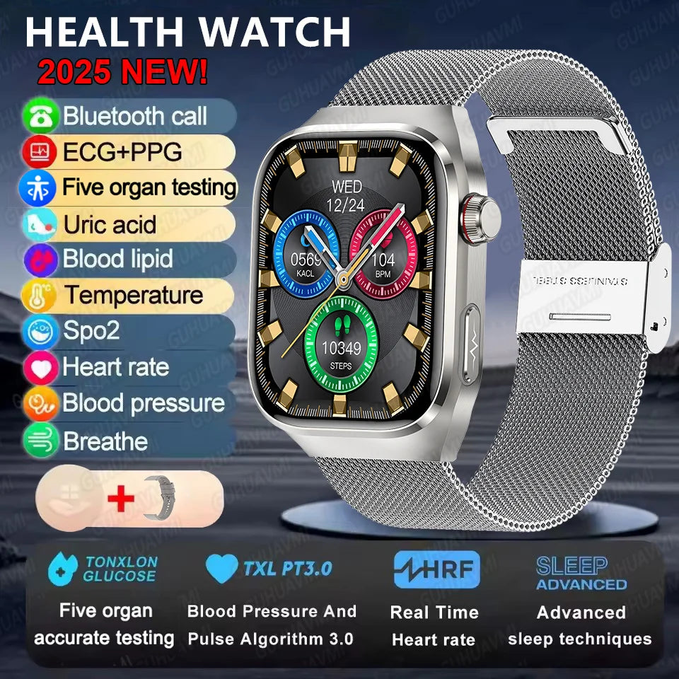 2025 New Health Glance ECG AI Diagnosis Smart Watches Men Heart Rate Blood Pressure IP68 Waterproof Smartwatches For HUAWEI IOS