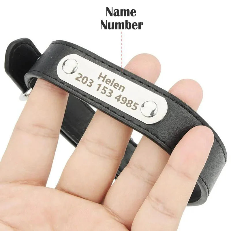 Personalized Dog Collar Custom PU Leather Dog Collar For Small Medium Large Dogs Cats Free Engraved Name ID Tag Pet Dog Collars