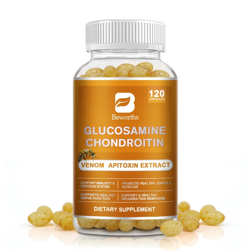 BEWORTHS Glucosamine Chondroitin Bee Venom Extract Capsules for Relieve Joint & Knee Pain Relieve Discomfort of Bones and Joint