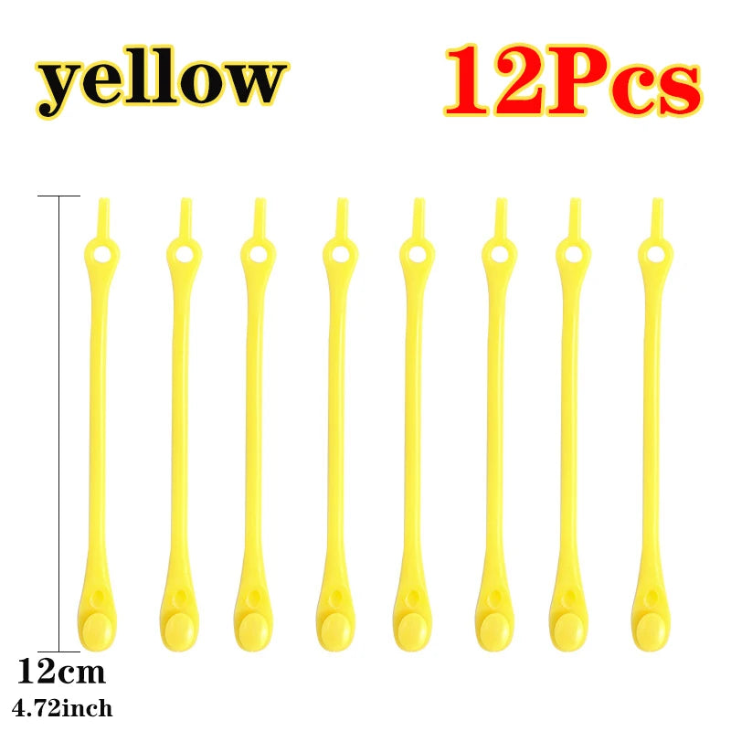 12pcs Laceless Silicone Elastic Laces Rubber No Wash Laces Adult Kids Lazy Lace Free Laces One Size Versatile Fits Most Shoes