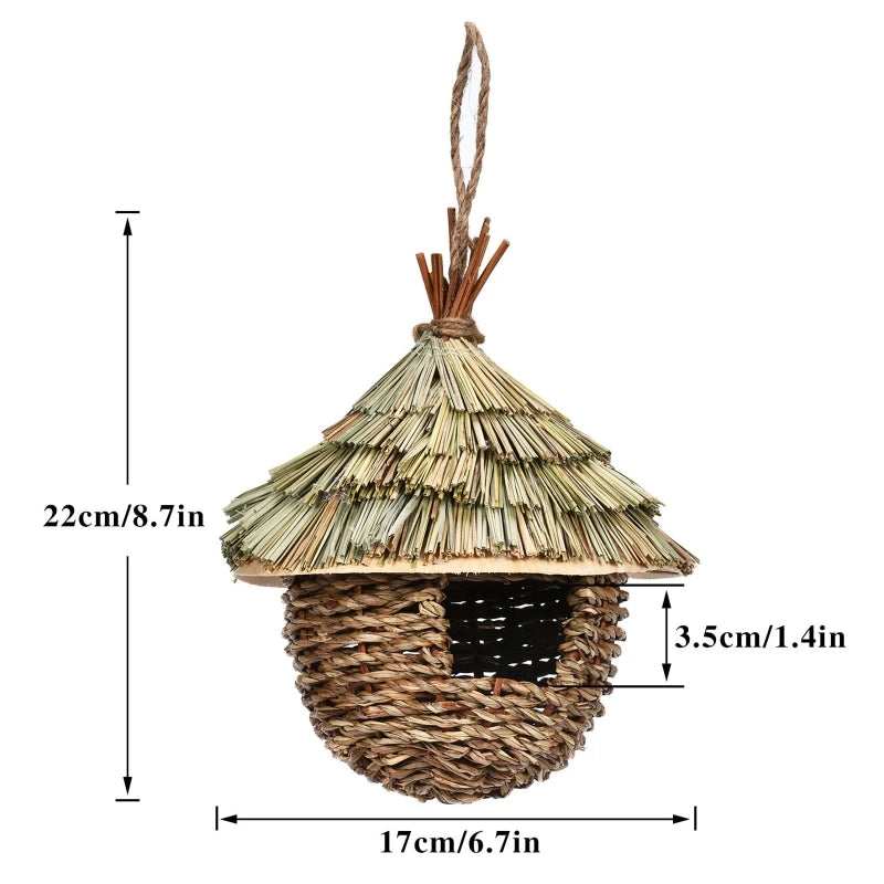 14Styles Birds Nest Bird Cage Natural Grass Egg Cage Bird House Outdoor Decorative Weaved Hanging Parrot Nest Houses Pet Bedroom