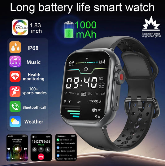 Rugged Smart Watch 1000mAh Bluetooth Calls Men Women Smartwatches Sports Fitness Bracelet Custom Watch Face 2025 New For Xiaomi