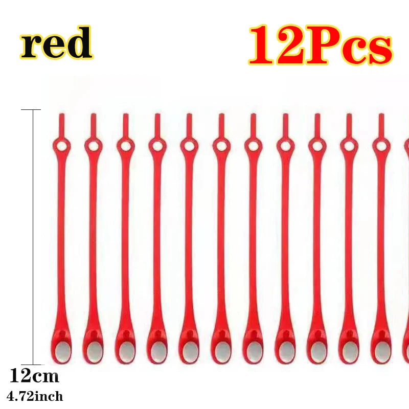 12pcs Laceless Silicone Elastic Laces Rubber No Wash Laces Adult Kids Lazy Lace Free Laces One Size Versatile Fits Most Shoes
