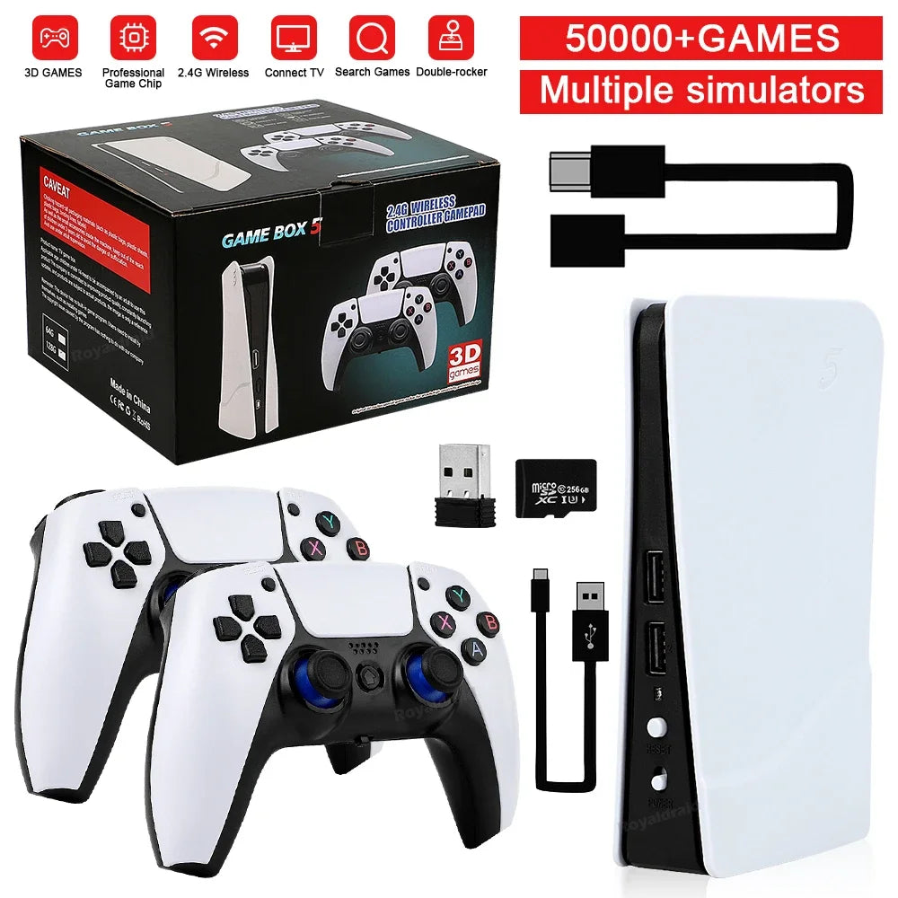 GB5 Video Game Console 256GB/128GB/64G 50000 + Retro Games HD TV Game Box 5 Two Gamepads For PS1/PPSPP/MAME Arcade Gaming Stick