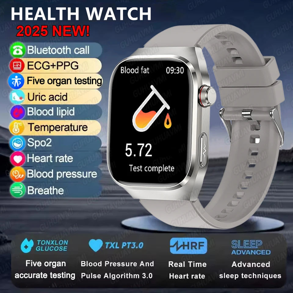 2025 New Health Glance ECG AI Diagnosis Smart Watches Men Heart Rate Blood Pressure IP68 Waterproof Smartwatches For HUAWEI IOS