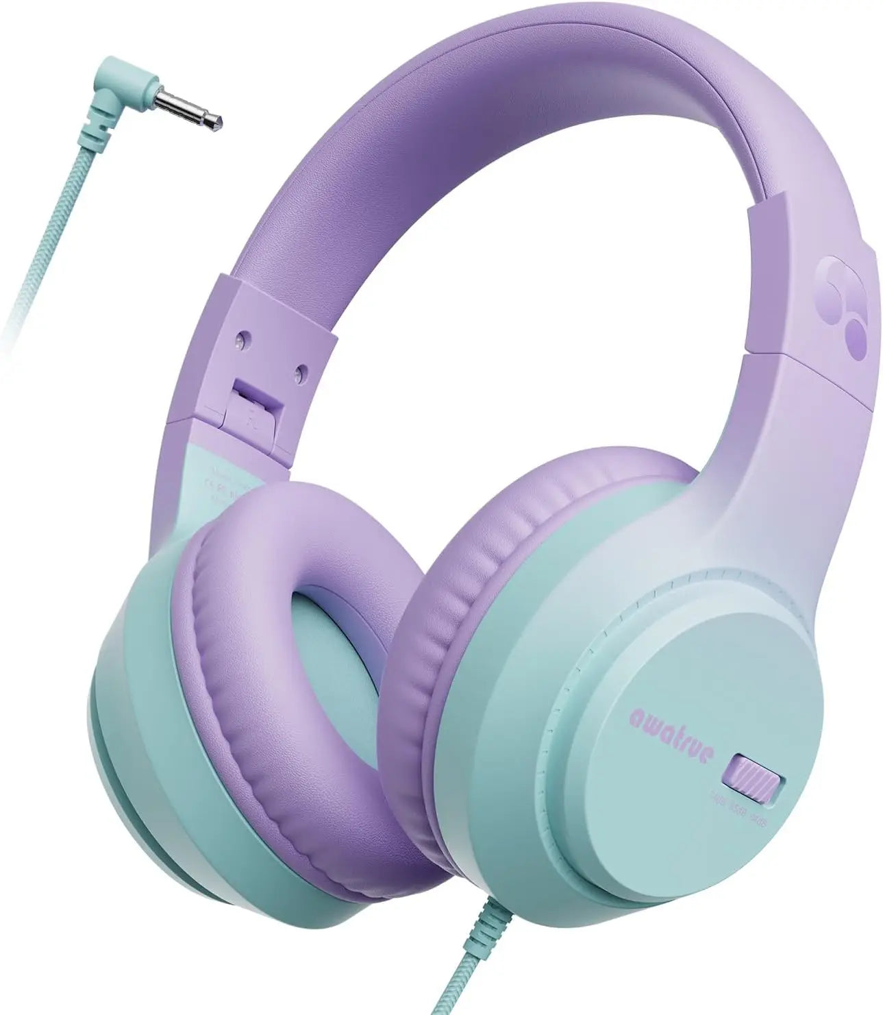 AWATRUE HK07 Kids Wired Headphones Stereo Sound Earphone with Mic Music Study Headset Limited Volume 74dB/85dB for Children