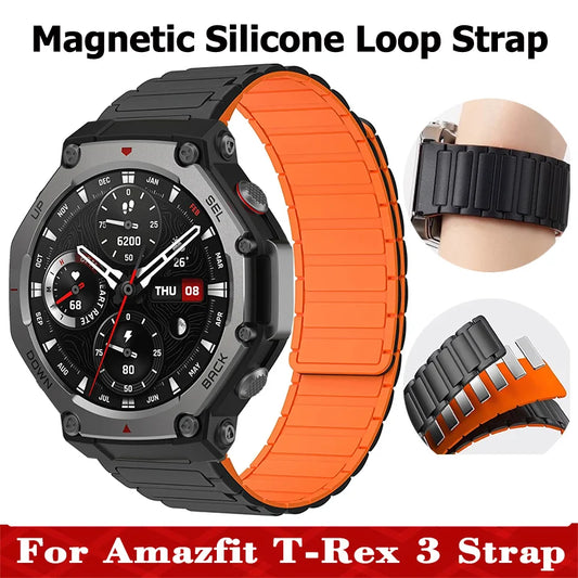 Sport Watchband For AMAZFIT T-REX 3 Band Smartwatch Magnetic Silicone Loop For Amazfit T Rex 3 Bracelet Wristband Correa Strap
