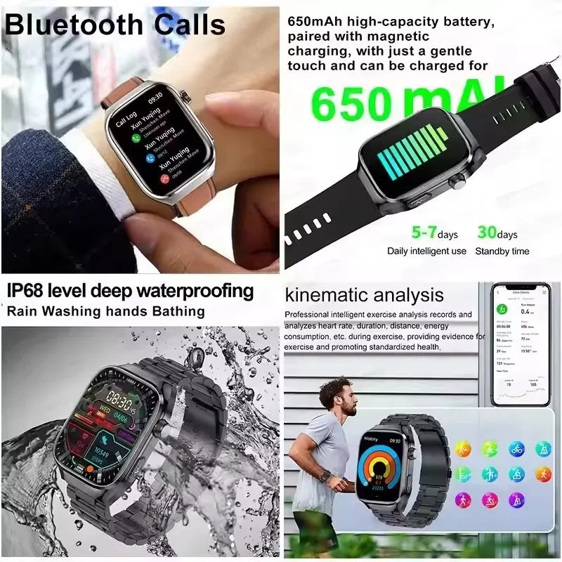 2025 New Health Glance ECG AI Diagnosis Smart Watches Men Heart Rate Blood Pressure IP68 Waterproof Smartwatches For HUAWEI IOS