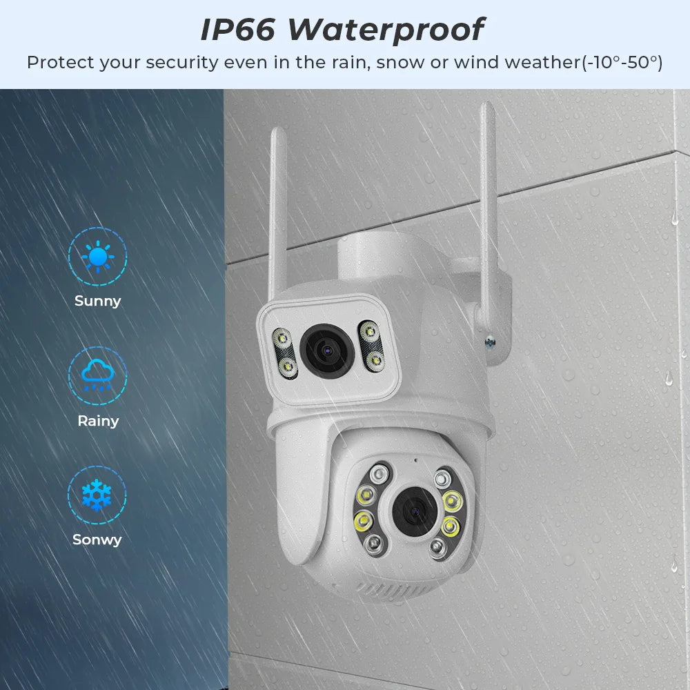4K 8MP Wifi PTZ Camera Outdoor Dual Lens 4MP 4X Digital Zoom AI Auto Tracking IP Camera CCTV Audio Video Surveillance P2P iCSee