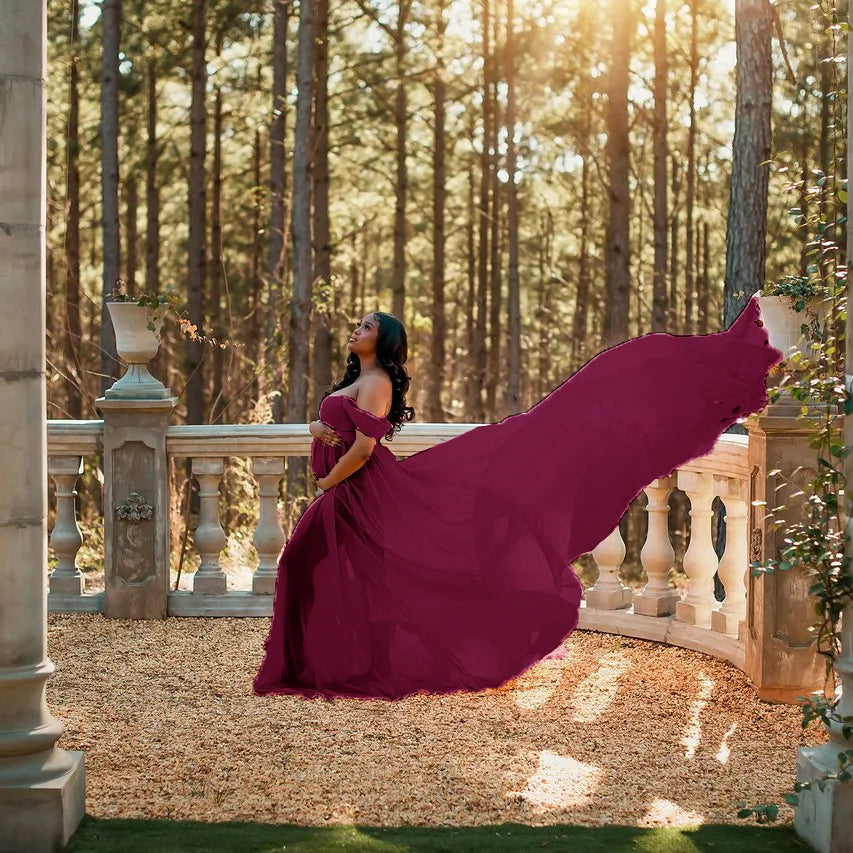 Maternity Dresses For Photography Gown Baby Shower Dress For Pregnant Women Prenatal Photo Clothes Chiffon Floor-length Dress