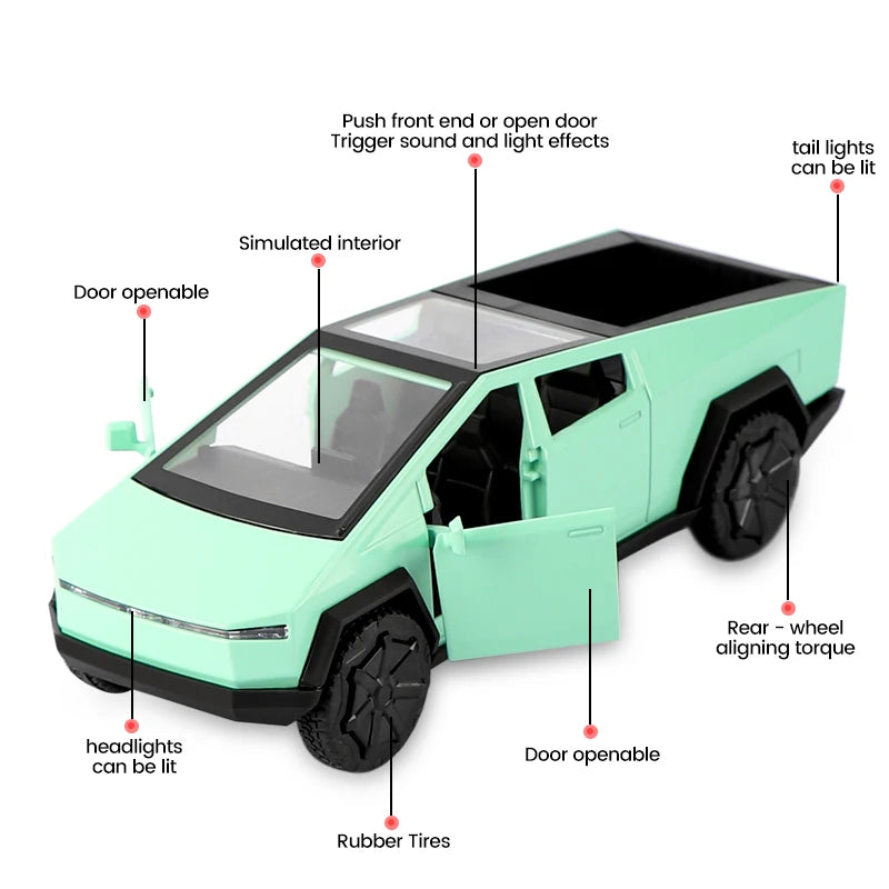 1:32 Alloy Car Model Cybertruck Pickup  Diecasts Metal Toy Off-road Vehicles Car Model Simulation Collection Kids Gifts