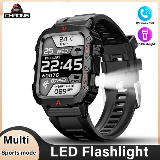 Outdoor Smartwatches For Huawei Xiaomi Connect Phone Men Flashlight Weather Distance Message Sport Tracker Bluetooth Smart Watch