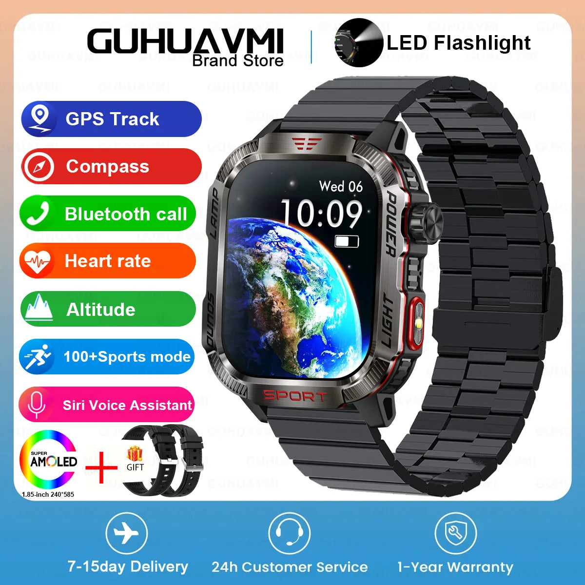2024 New GPS Outdoor Professional Sports Smart Watch Men Women Heart Rate BT Call 3ATM Waterproof Swimming Fitness Smartwatches