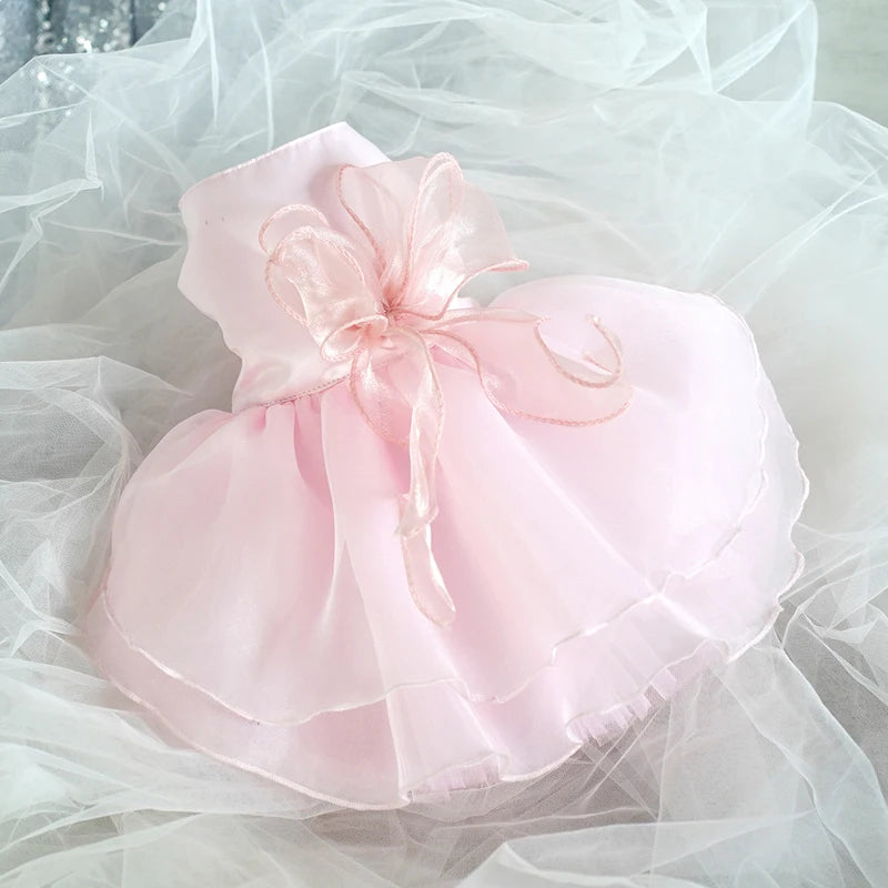 Wedding Dress for Small Dogs White Outfit for Yorkies Chihuahua Pet Formal Apparel for Puppy and Cat Summer Clothes