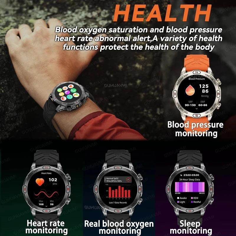 2024 New Outdoor Military GPS Smart Watch Men A466*466 HD AMOLED Screen Heart Rate Bluetooth Call IP68 Waterproof Smartwatches