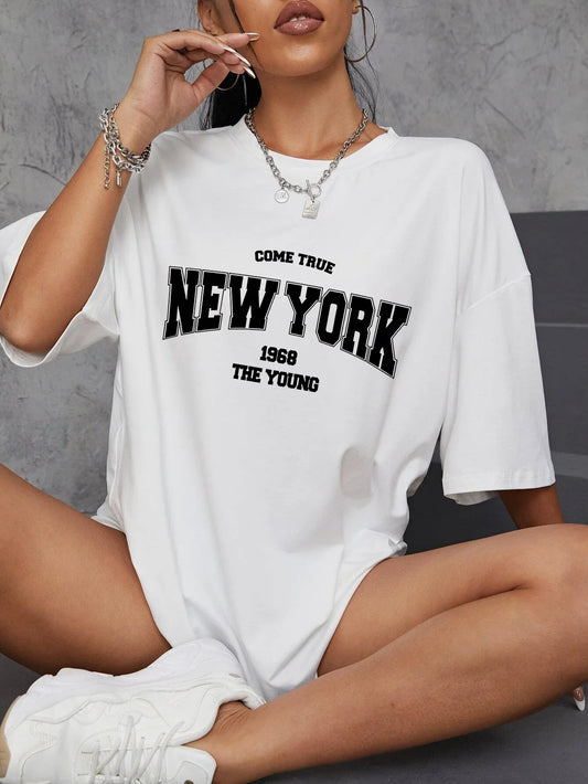 Oversized T Shirts When 1968 The New York Is Young Woman Tshirts Oversize Daily Tshirts Creativity Streettshirt Clothes Y2K Tops