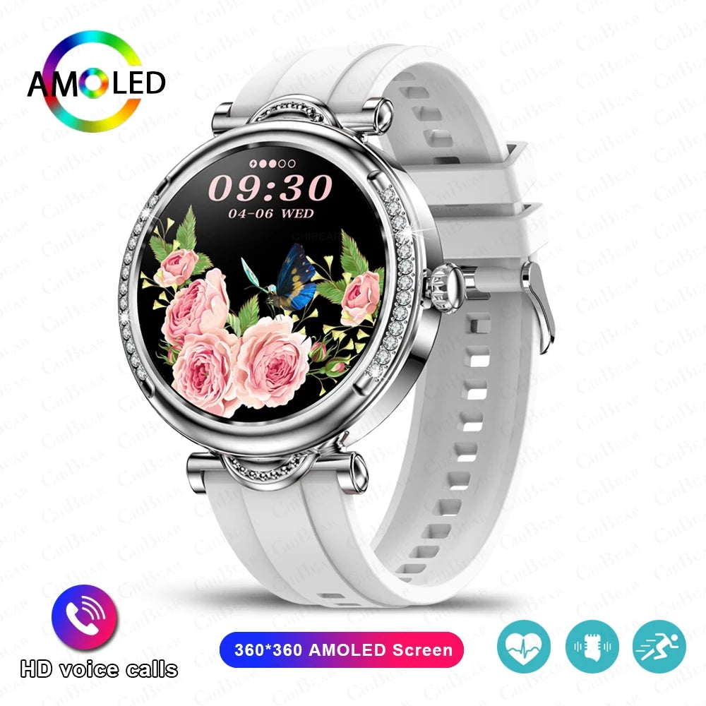 For Xiaomi Android Fashion Women Smart Watch 360*360 HD Screen Heart Rate Custom Dial Watch Voice Calling SmartWatches 2024 New
