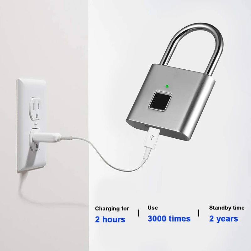 Fingerprint Lock Keyless Waterproof Anti-Theft Smart Lock Fingerprint Padlock Zinc Alloy Intelligent Safety Electronic DoorLock