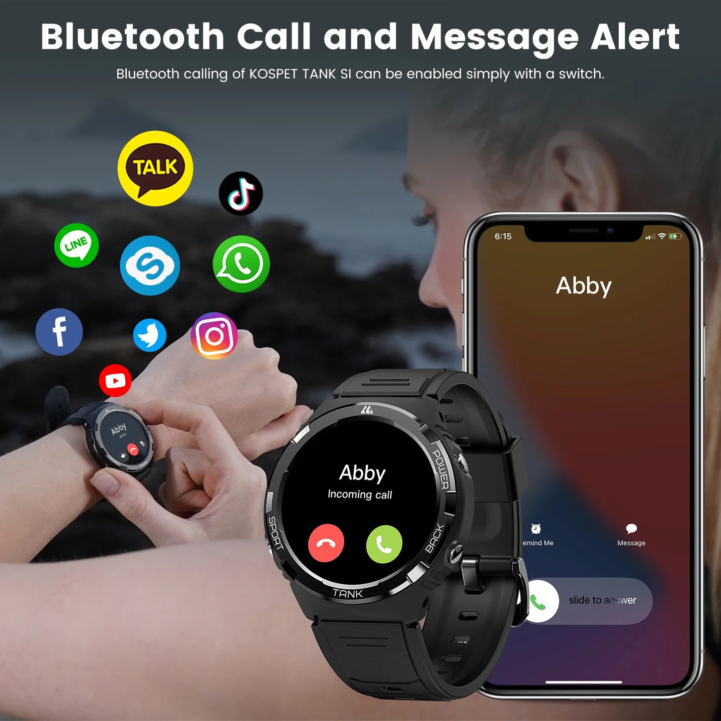 2025 KOSPET TANK S1 Smartwatch Women AMOLED AOD 5ATM Waterproof Smartwatches Bluetooth Call Fitness Tracker Ultra Smart Watch