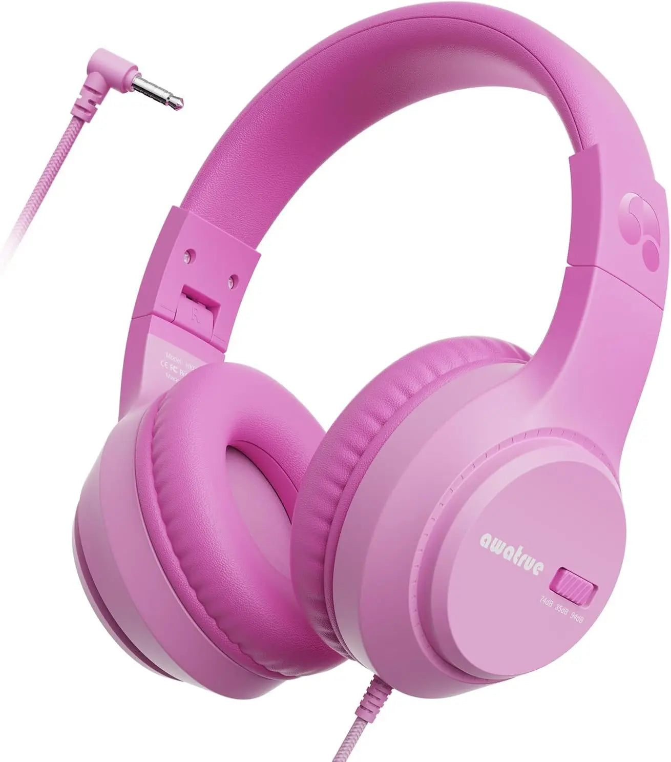 AWATRUE HK07 Kids Wired Headphones Stereo Sound Earphone with Mic Music Study Headset Limited Volume 74dB/85dB for Children