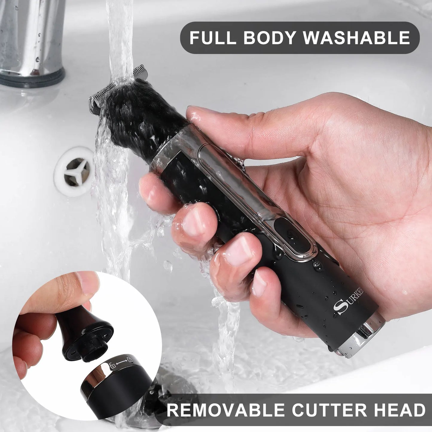 Surker 4-in-1 Shaver for Men Grooming Kit Multi-Function Washable Full Body Nose Wet/Dry Hair Trimmer for Home Use Razor