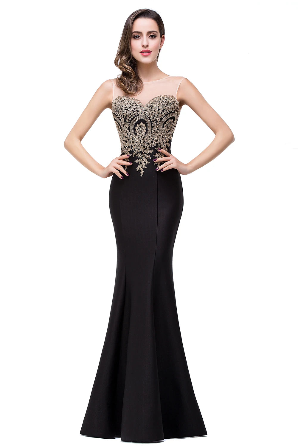 Mermaid Dresses For Prom Sweetheart Floor-Length Applique Sleeveless Zipper Up Formal Occasion Dresses Evening Dress Party Dress