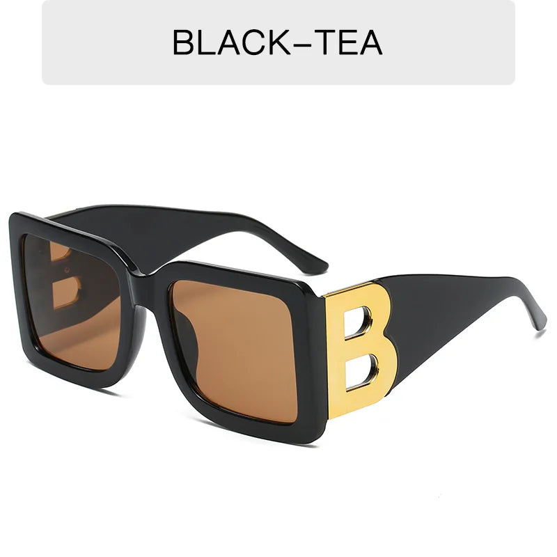 Classic Black Luxury Brand Women's sunglasses Ladies Trendy Designer Square Sun Glasses Retro B-Decorative Shades Eyewear UV400