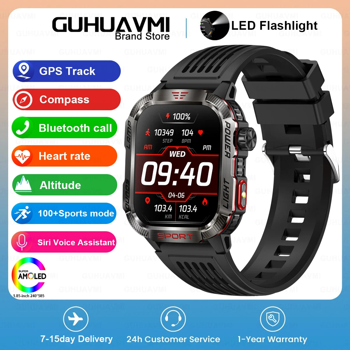 2024 New GPS Outdoor Professional Sports Smart Watch Men Women Heart Rate BT Call 3ATM Waterproof Swimming Fitness Smartwatches