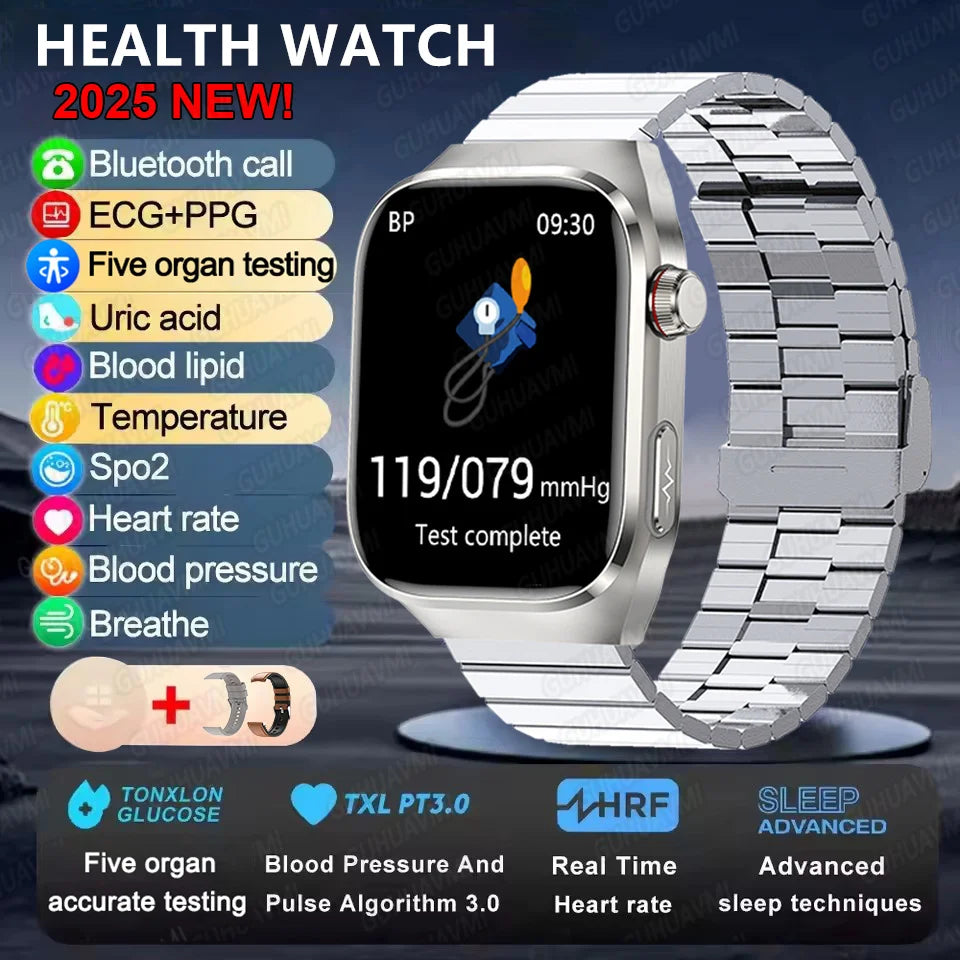 2025 New Health Glance ECG AI Diagnosis Smart Watches Men Heart Rate Blood Pressure IP68 Waterproof Smartwatches For HUAWEI IOS